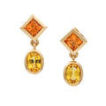 Pendientes colgantes de citrino, joyería elegante para mujer con piedras preciosas de oro de 18 quilates