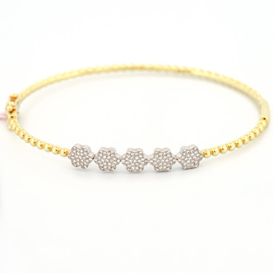 Meira T Diamond Flowers Bead Bangle Bracelet in 14k Yellow Gold