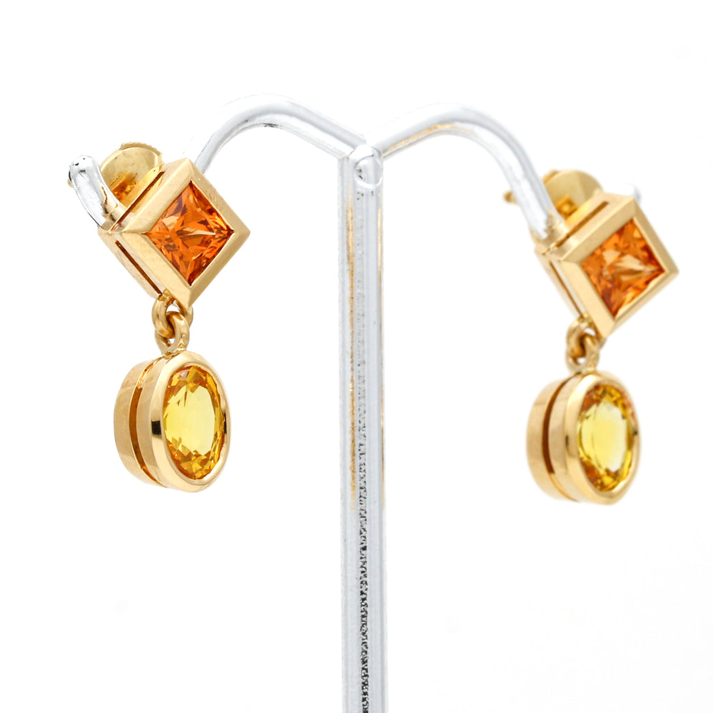 Pendientes colgantes de citrino, joyería elegante para mujer con piedras preciosas de oro de 18 quilates