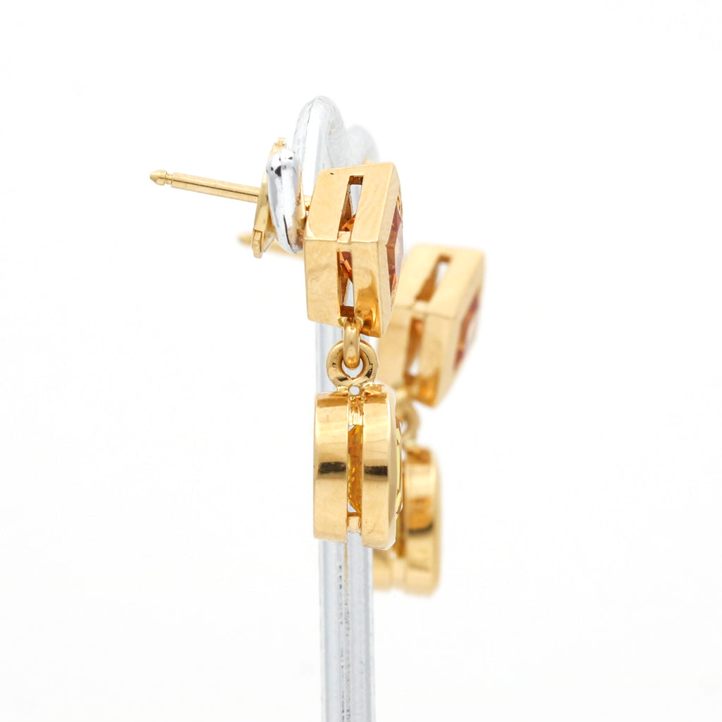 Pendientes colgantes de citrino, joyería elegante para mujer con piedras preciosas de oro de 18 quilates