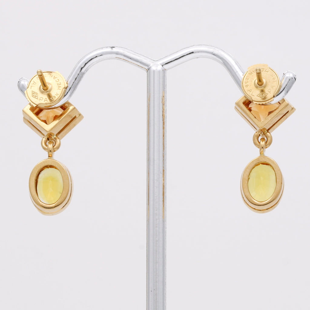 Pendientes colgantes de citrino, joyería elegante para mujer con piedras preciosas de oro de 18 quilates