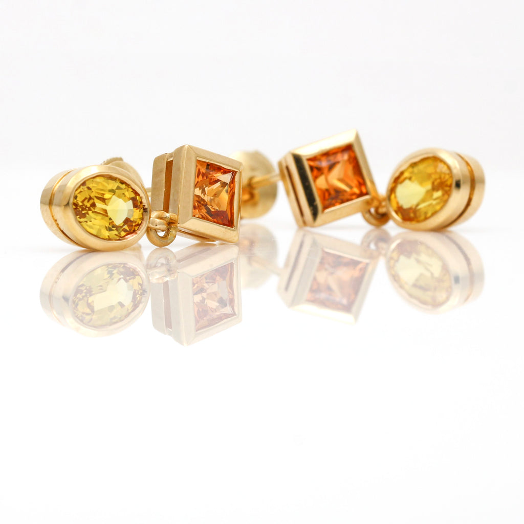 Pendientes colgantes de citrino, joyería elegante para mujer con piedras preciosas de oro de 18 quilates