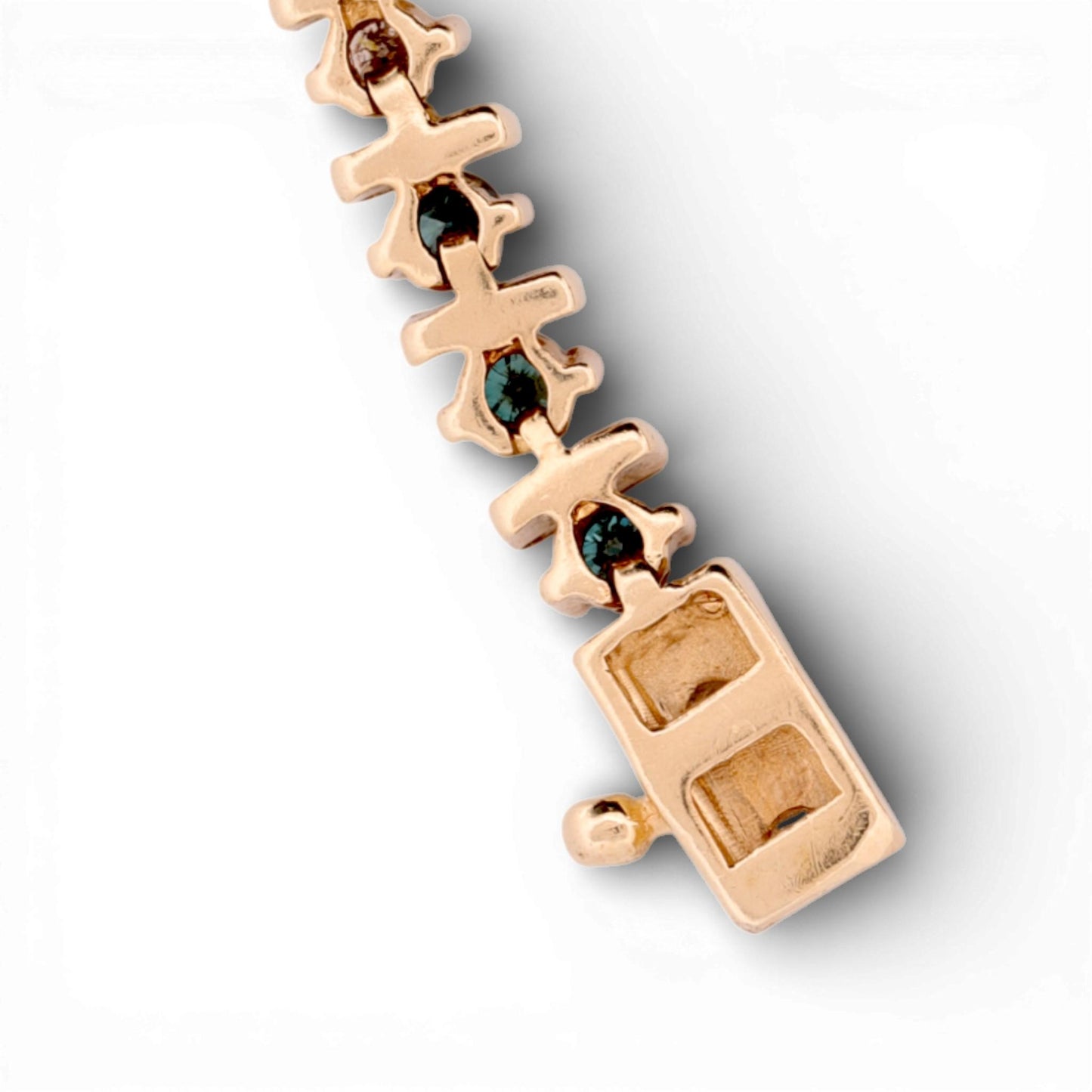 14K Yellow Gold Blue & White Diamond Tennis Bracelet 7.5″ Adjustable