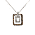 18K White Gold Brown & White Diamond Geometric Doorknocker Pendant Necklace 16″