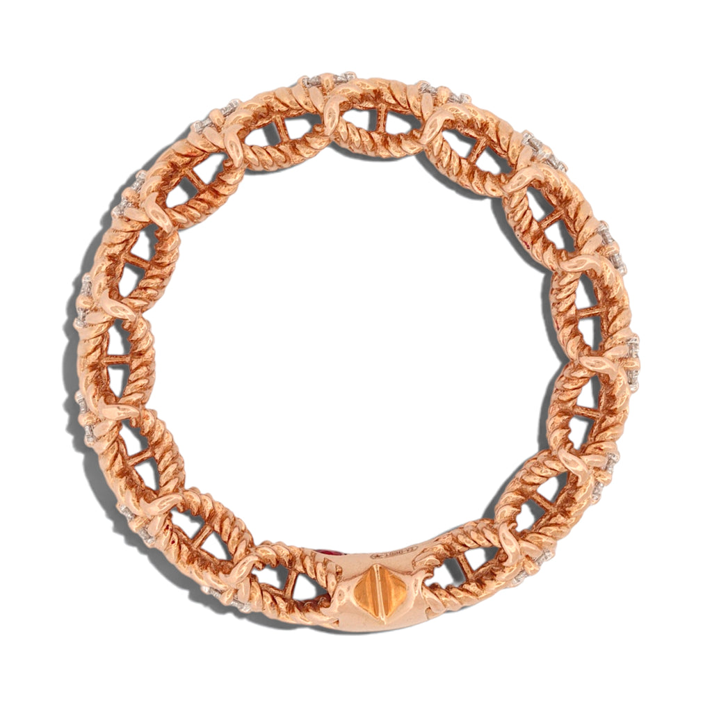Roberto Coin Roman Barocco 18K Rose Gold 0.20ct Diamond Ring Size 6.5