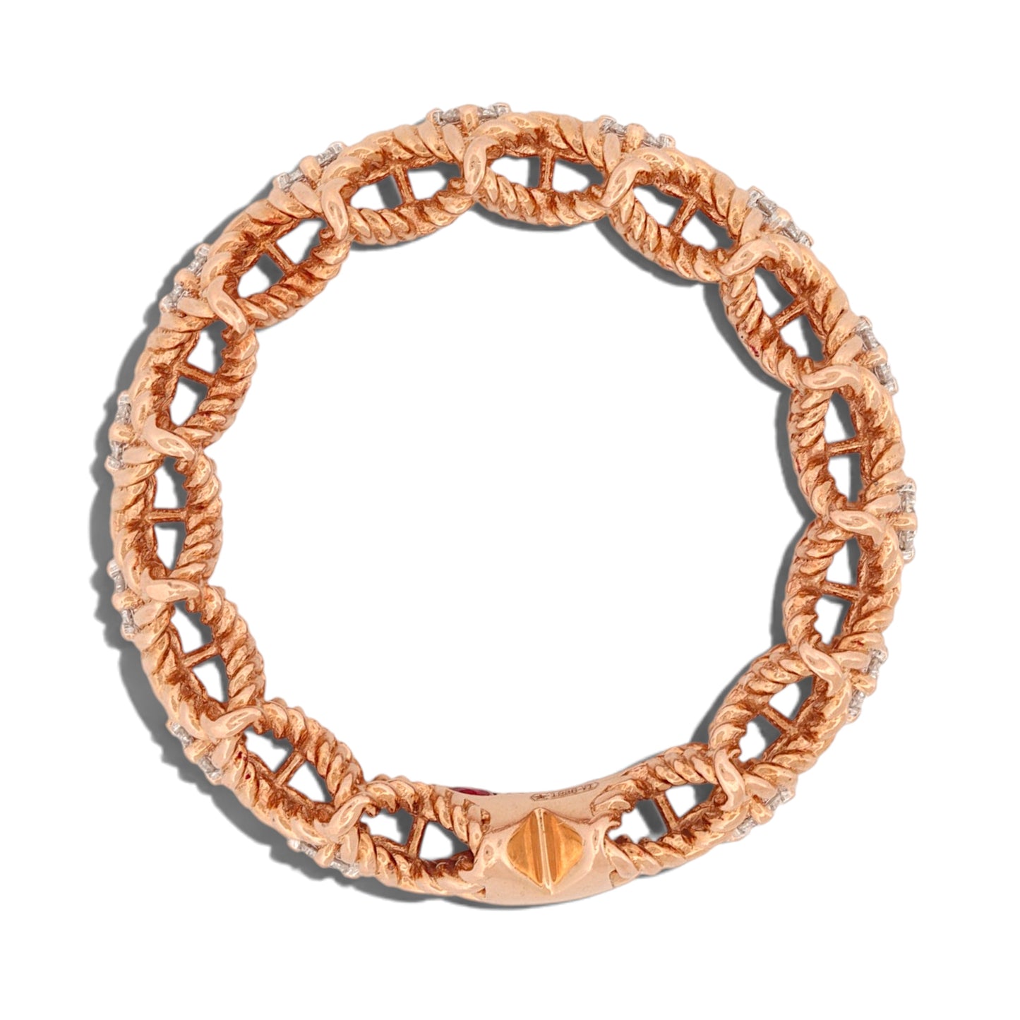 Roberto Coin Roman Barocco 18K Rose Gold 0.20ct Diamond Ring Size 6.5