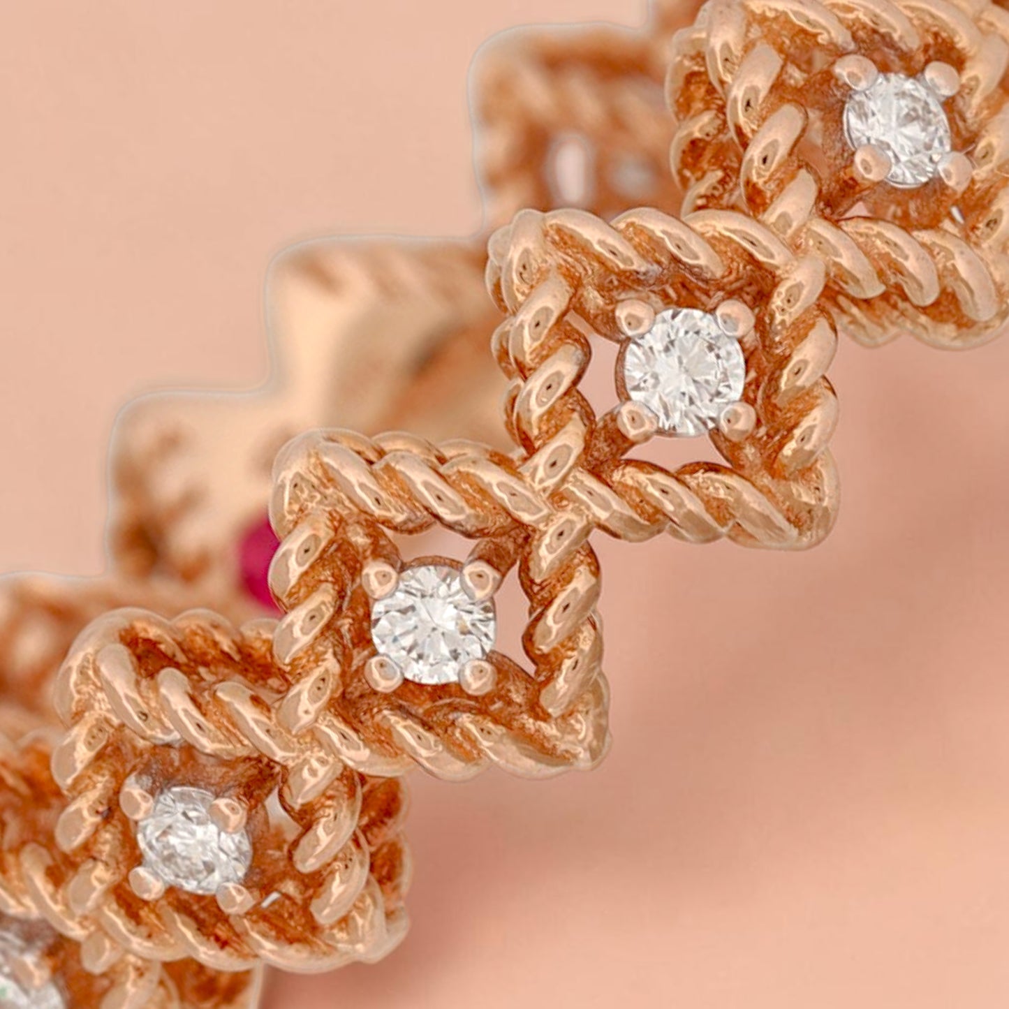 Roberto Coin Roman Barocco 18K Rose Gold 0.20ct Diamond Ring Size 6.5