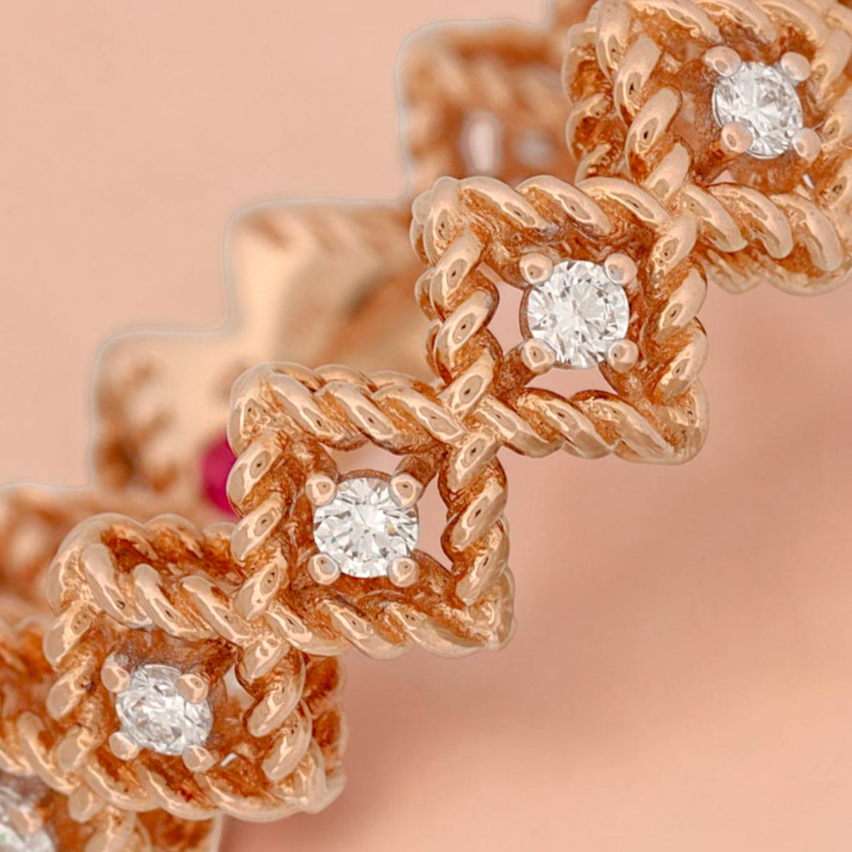 Roberto Coin Roman Barocco 18K Rose Gold 0.20ct Diamond Ring Size 6.5