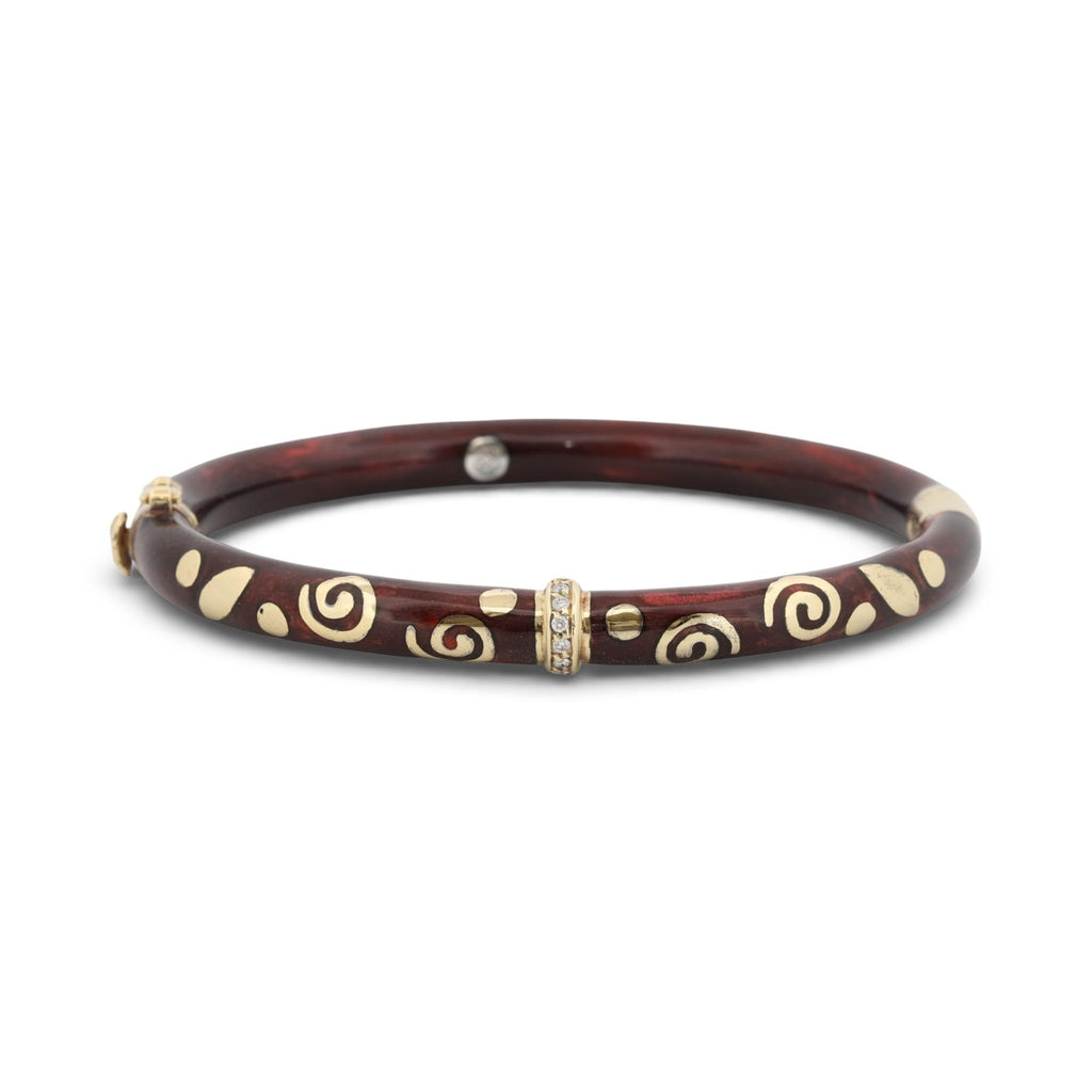 La Nouvelle Bague Enamel Bangle Bracelet Sterling Silver & 18K Gold Diamond