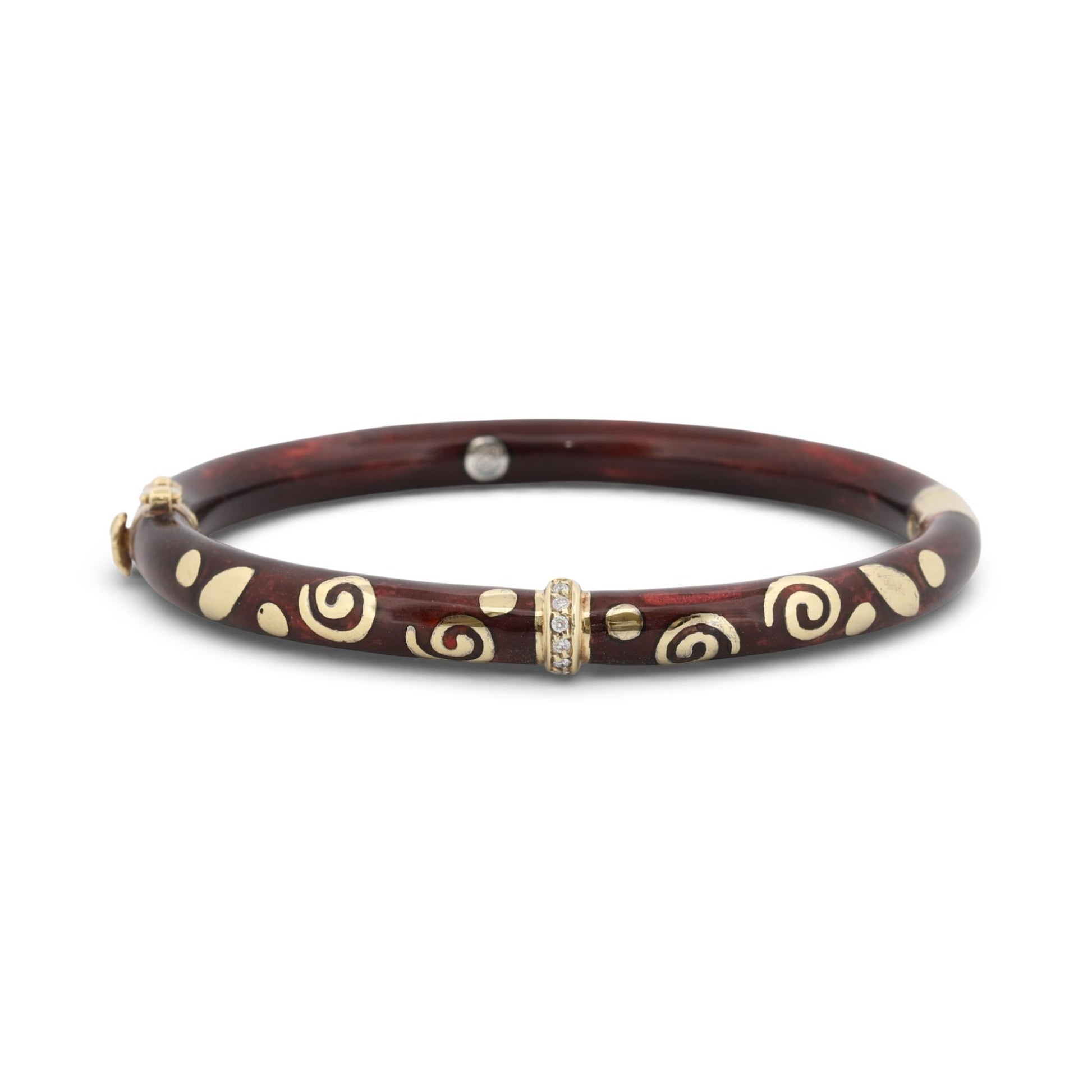 La Nouvelle Bague Enamel Bangle Bracelet Sterling Silver & 18K Gold Diamond