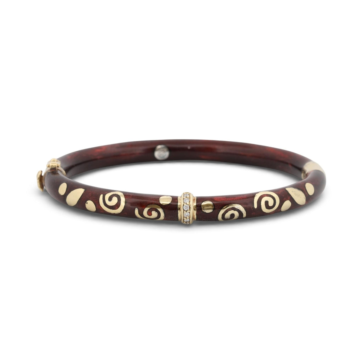 La Nouvelle Bague Enamel Bangle Bracelet Sterling Silver & 18K Gold Diamond