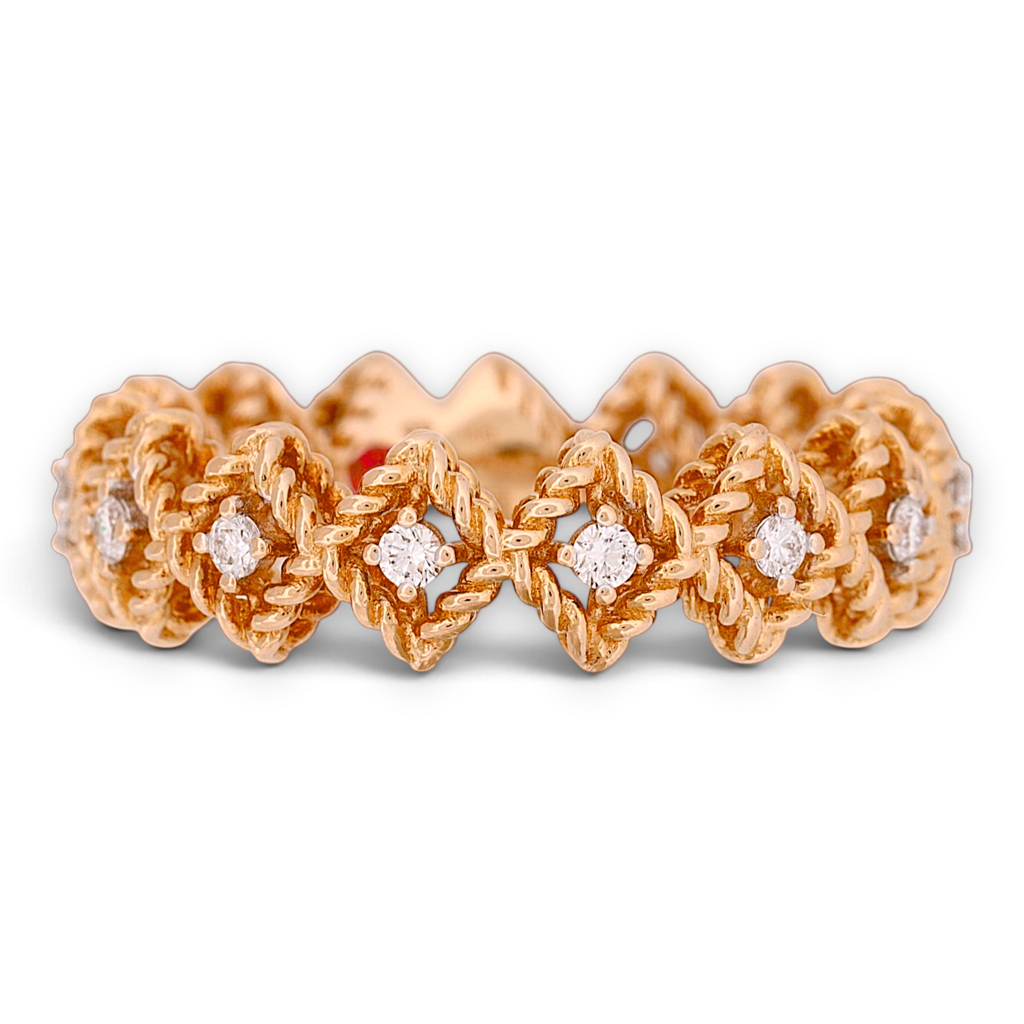 Roberto Coin Roman Barocco 18K Rose Gold 0.20ct Diamond Ring Size 6.5