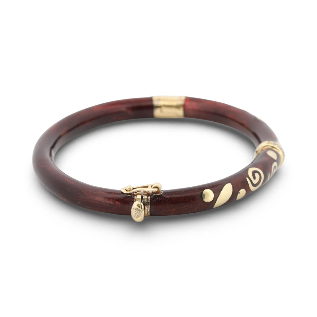 La Nouvelle Bague Enamel Bangle Bracelet Sterling Silver & 18K Gold Diamond