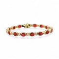 Vintage 14K Yellow Gold Natural Ruby & Diamond Inline Bracelet 8.80ct