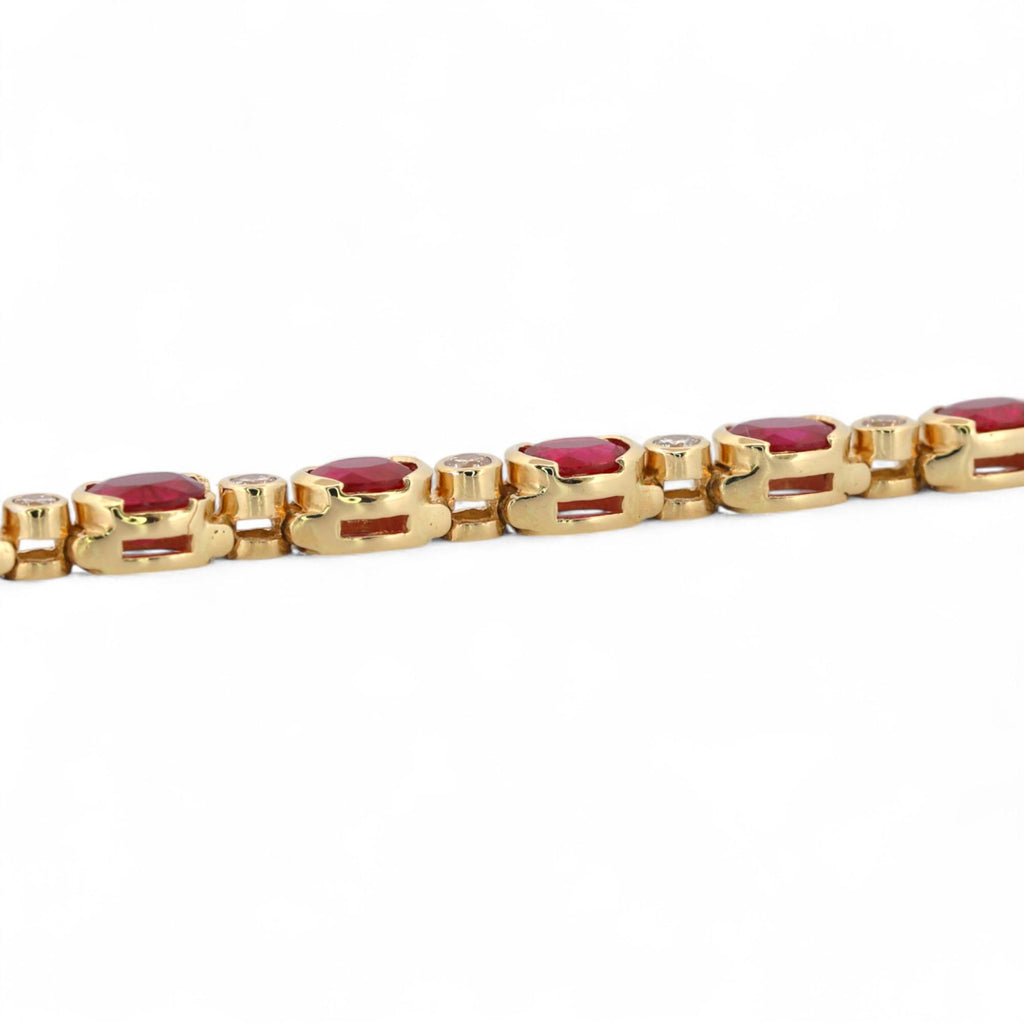 Vintage 14K Yellow Gold Natural Ruby & Diamond Inline Bracelet 8.80ct