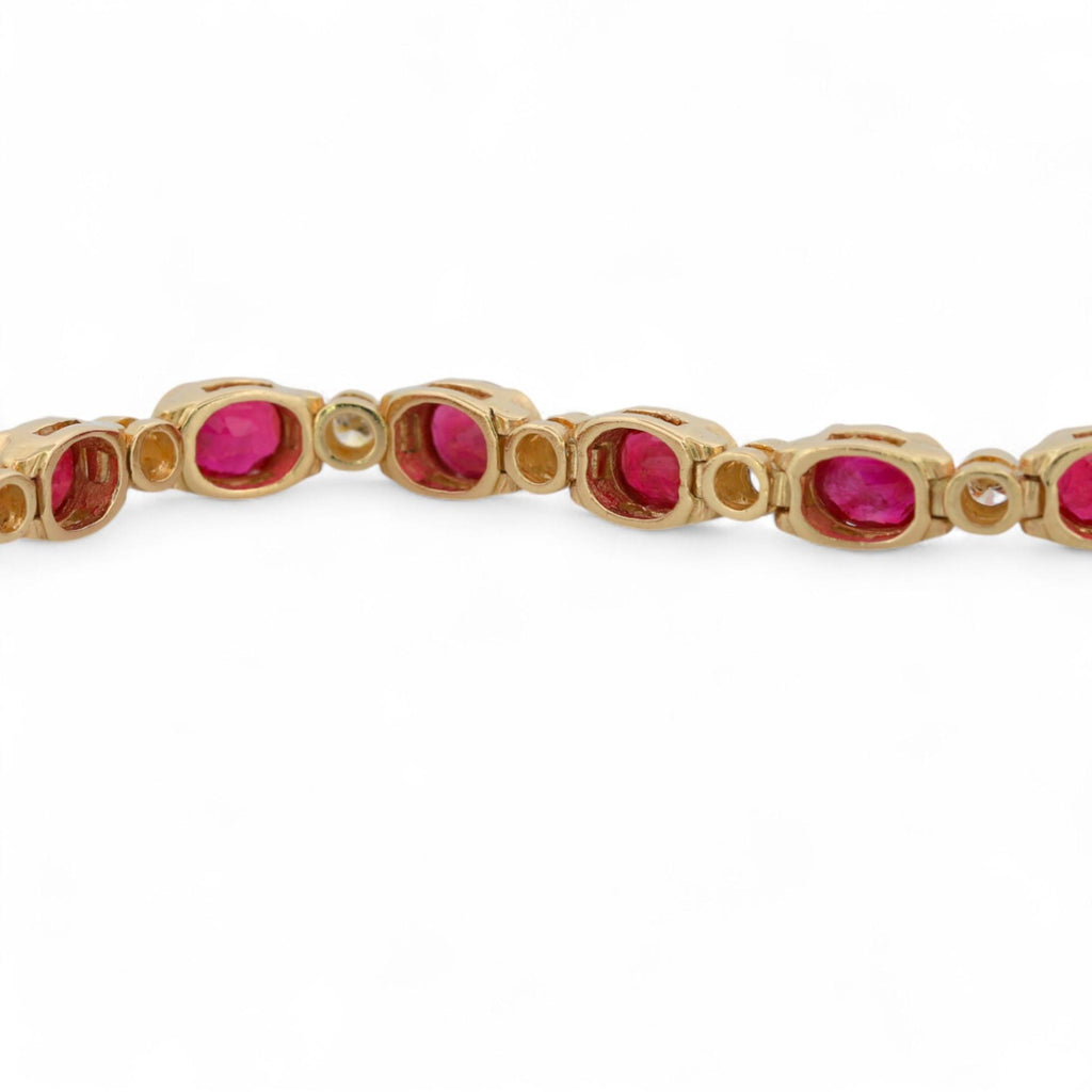Vintage 14K Yellow Gold Natural Ruby & Diamond Inline Bracelet 8.80ct