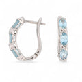 14K White Gold Aquamarine and Diamond Hinged Hoop Earrings