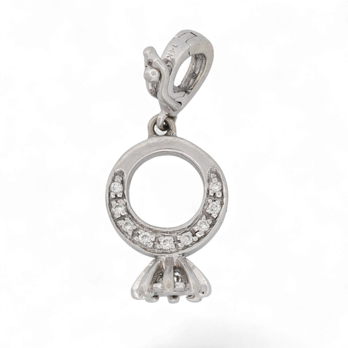 Gabriel & Co. 14K White Gold Diamond Engagement Ring Charm Pendant