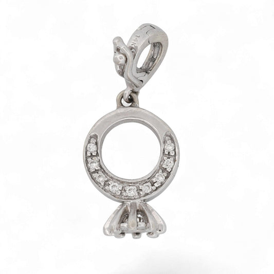 Gabriel & Co. 14K White Gold Diamond Engagement Ring Charm Pendant