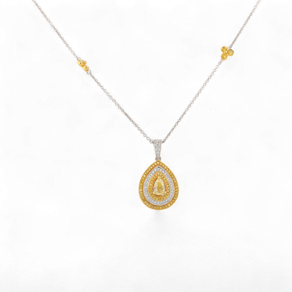 YAEL Designs 18K Gold Fancy Yellow Diamond Pear Pendant Necklace 16 Inch