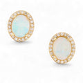 Jennifer Rivera 14K Gold Opal & Diamond Halo Earrings with Heart Signature