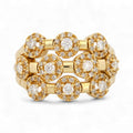 Sonia B 14K Yellow Gold Three-Row Diamond Wide Band Ring 1.52 ct Size 10