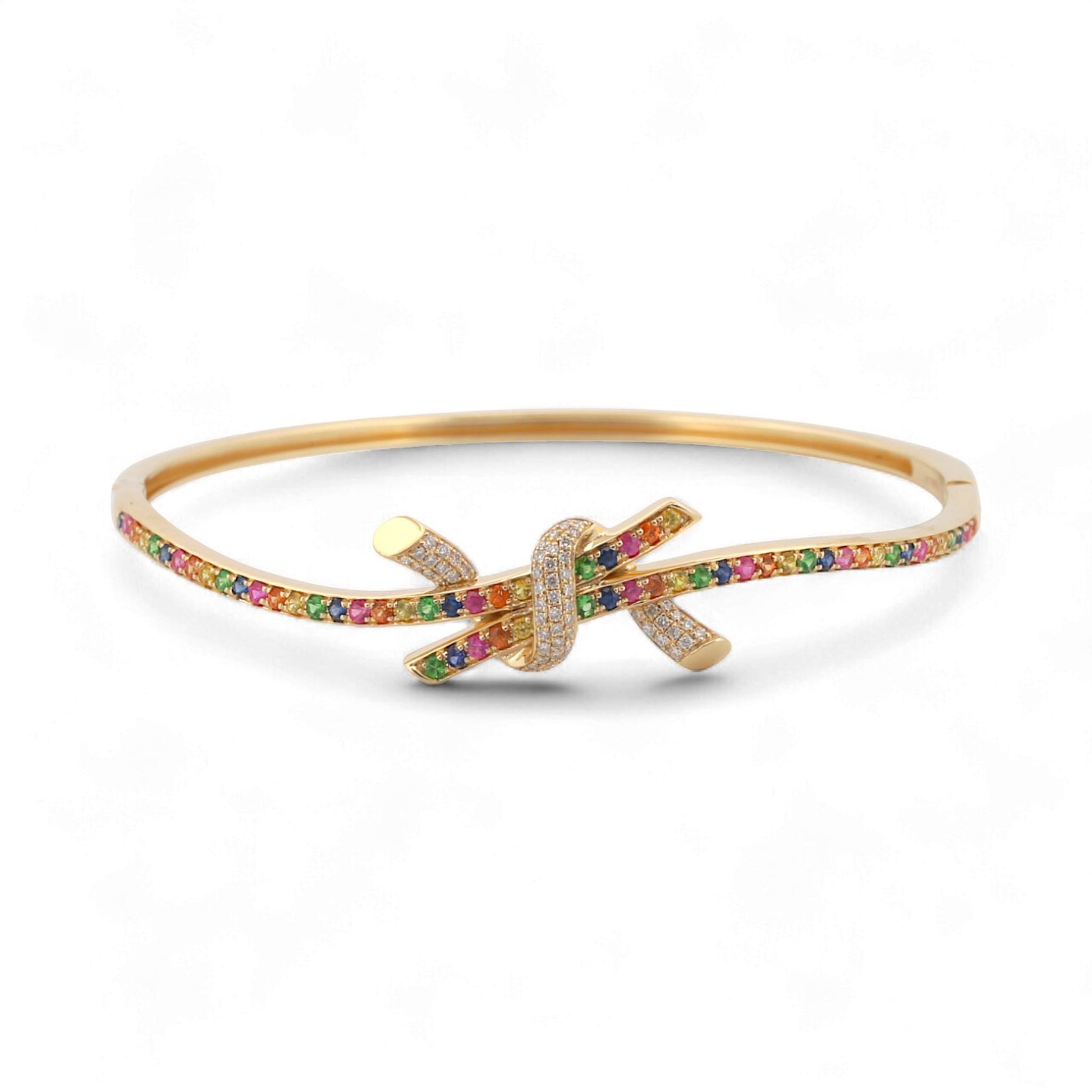 Effy 14K Gold Watercolors Ribbon Twist Diamond & Sapphire Bangle Bracelet