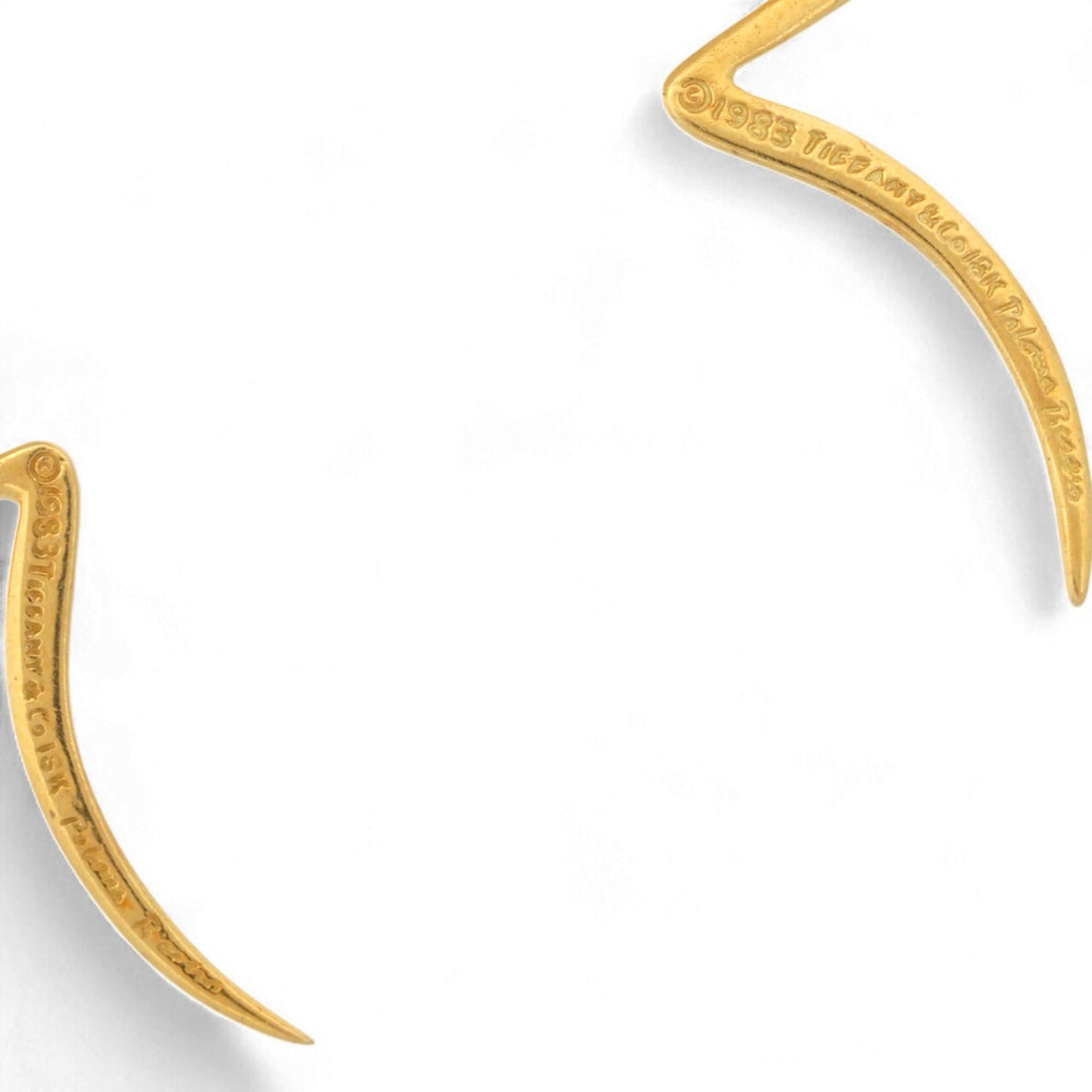 Tiffany & Co. Paloma Picasso 18K Yellow Gold Scribble Earrings 1983