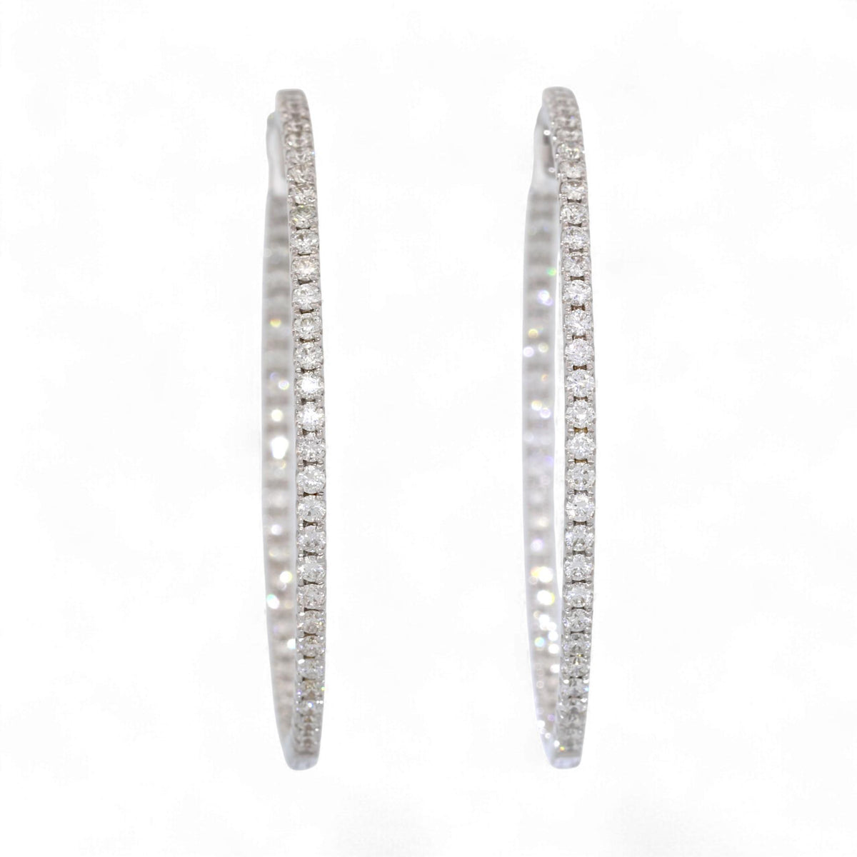 Odelia 18K White Gold Large Inside-Out Diamond Hoop Earrings 1.20ct