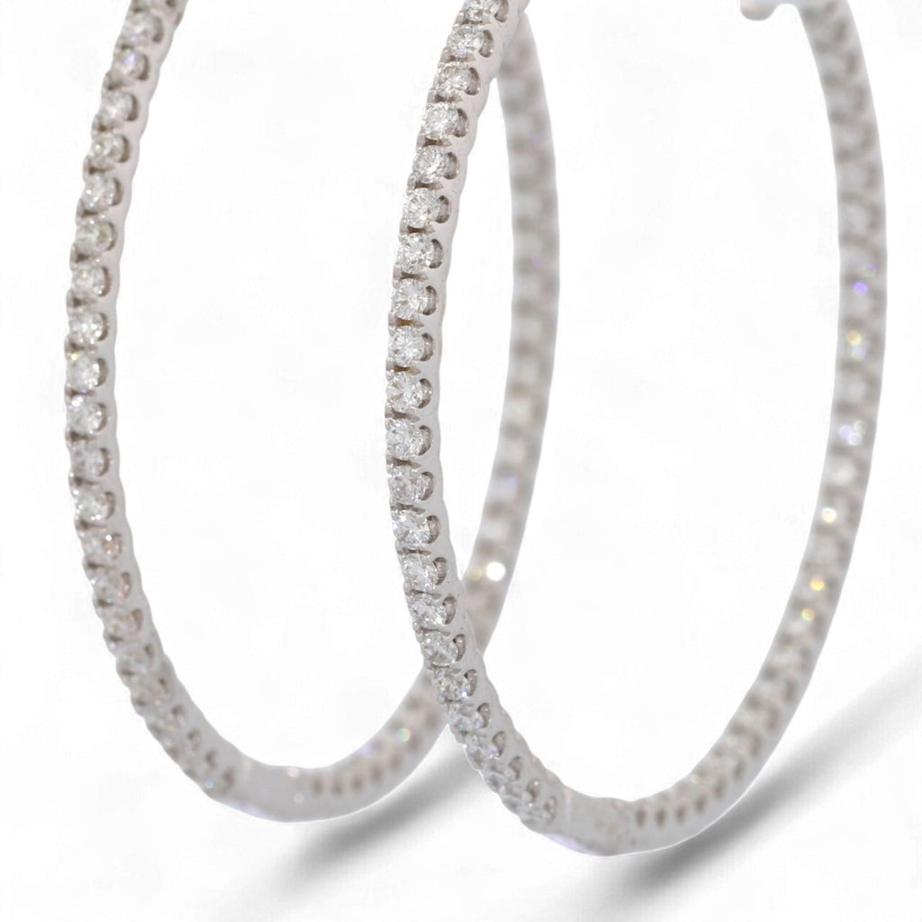 Odelia 18K White Gold Large Inside-Out Diamond Hoop Earrings 1.20ct