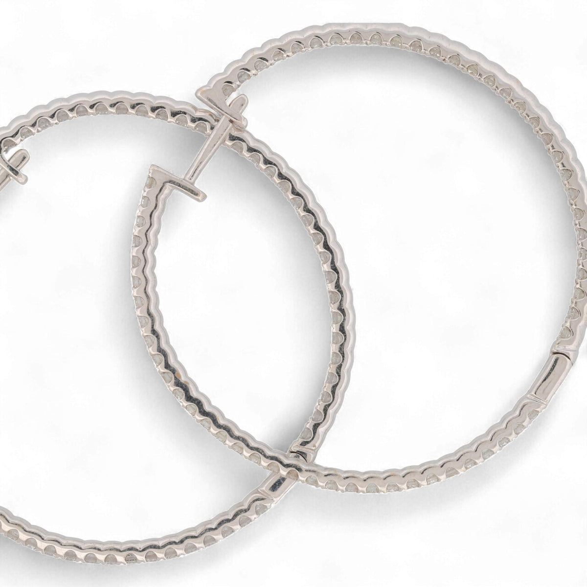 Odelia 18K White Gold Large Inside-Out Diamond Hoop Earrings 1.20ct