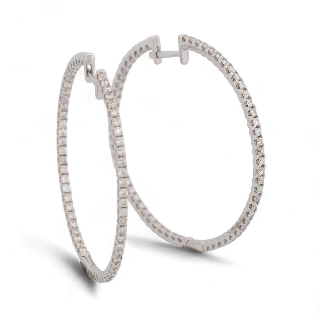 Odelia 18K White Gold Large Inside-Out Diamond Hoop Earrings 1.20ct