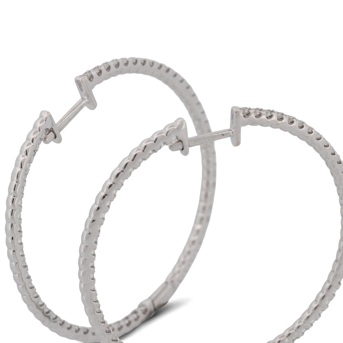 Odelia 18K White Gold Large Inside-Out Diamond Hoop Earrings 1.20ct
