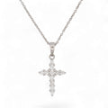 18K White Gold Diamond  Cross Small Pendant Necklace Minimalist