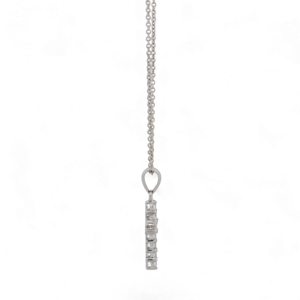 18K White Gold Diamond  Cross Small Pendant Necklace Minimalist