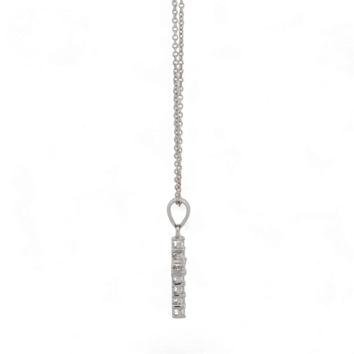 18K White Gold Diamond  Cross Small Pendant Necklace Minimalist