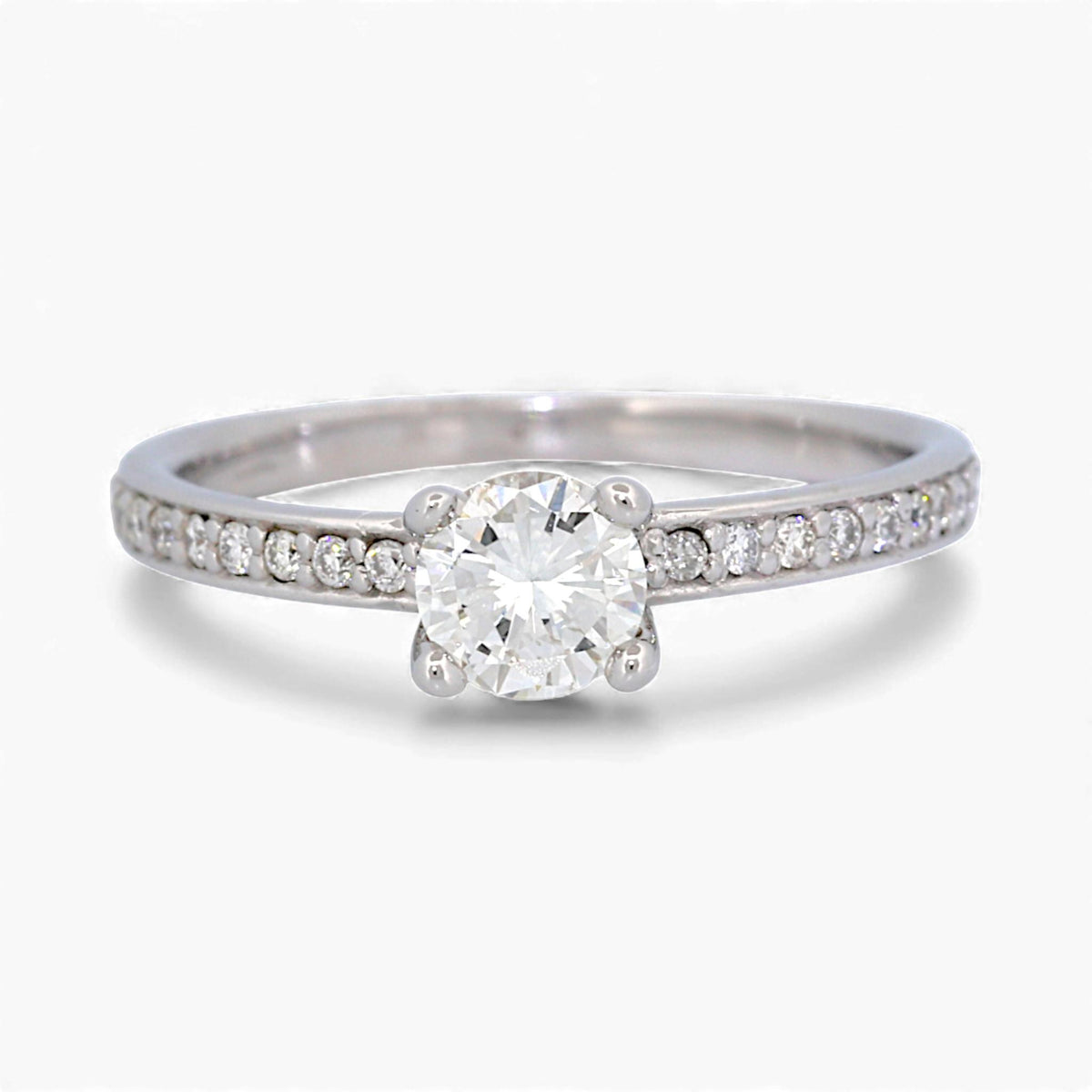 14k White Gold GIA 0.53ct Diamond Engagement Ring with Accent Diamonds Size 7