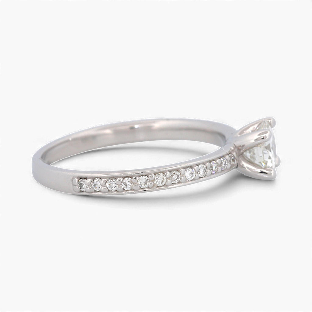 14k White Gold GIA 0.53ct Diamond Engagement Ring with Accent Diamonds Size 7