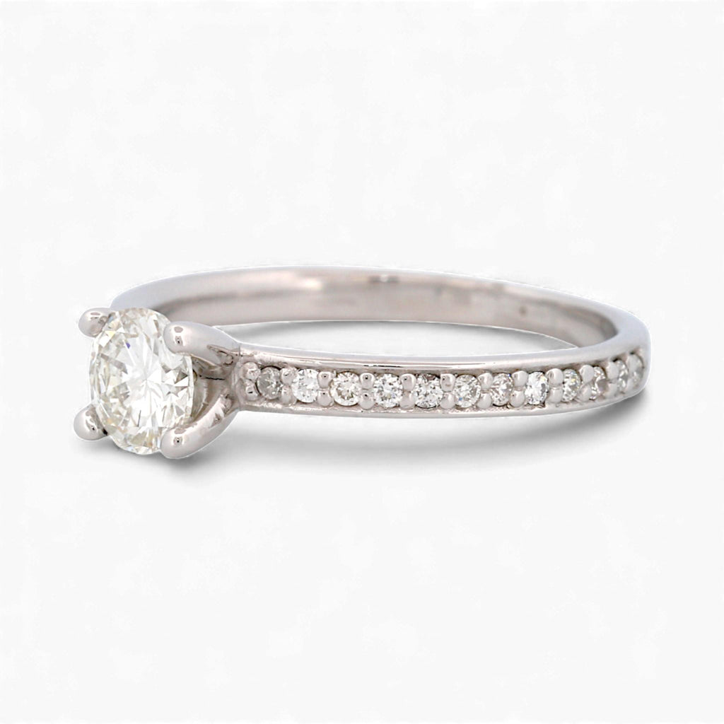 14k White Gold GIA 0.53ct Diamond Engagement Ring with Accent Diamonds Size 7