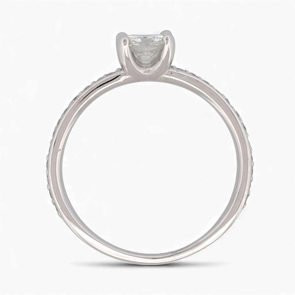 14k White Gold GIA 0.53ct Diamond Engagement Ring with Accent Diamonds Size 7