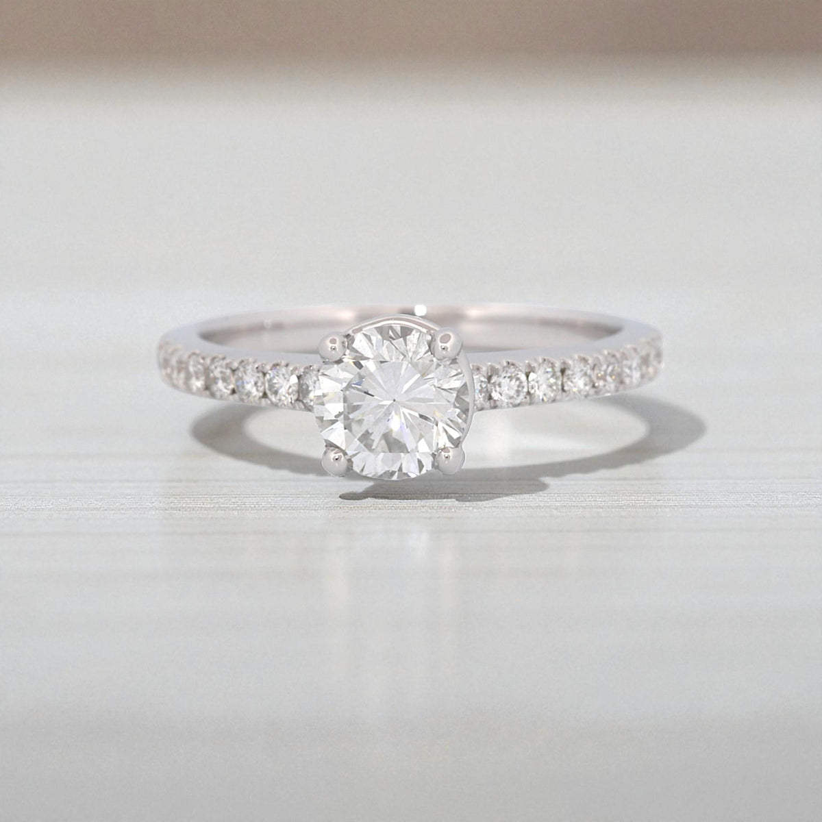 14k White Gold GIA 0.90ct F/SI1 Diamond Solitaire Engagement Ring 1.15ct