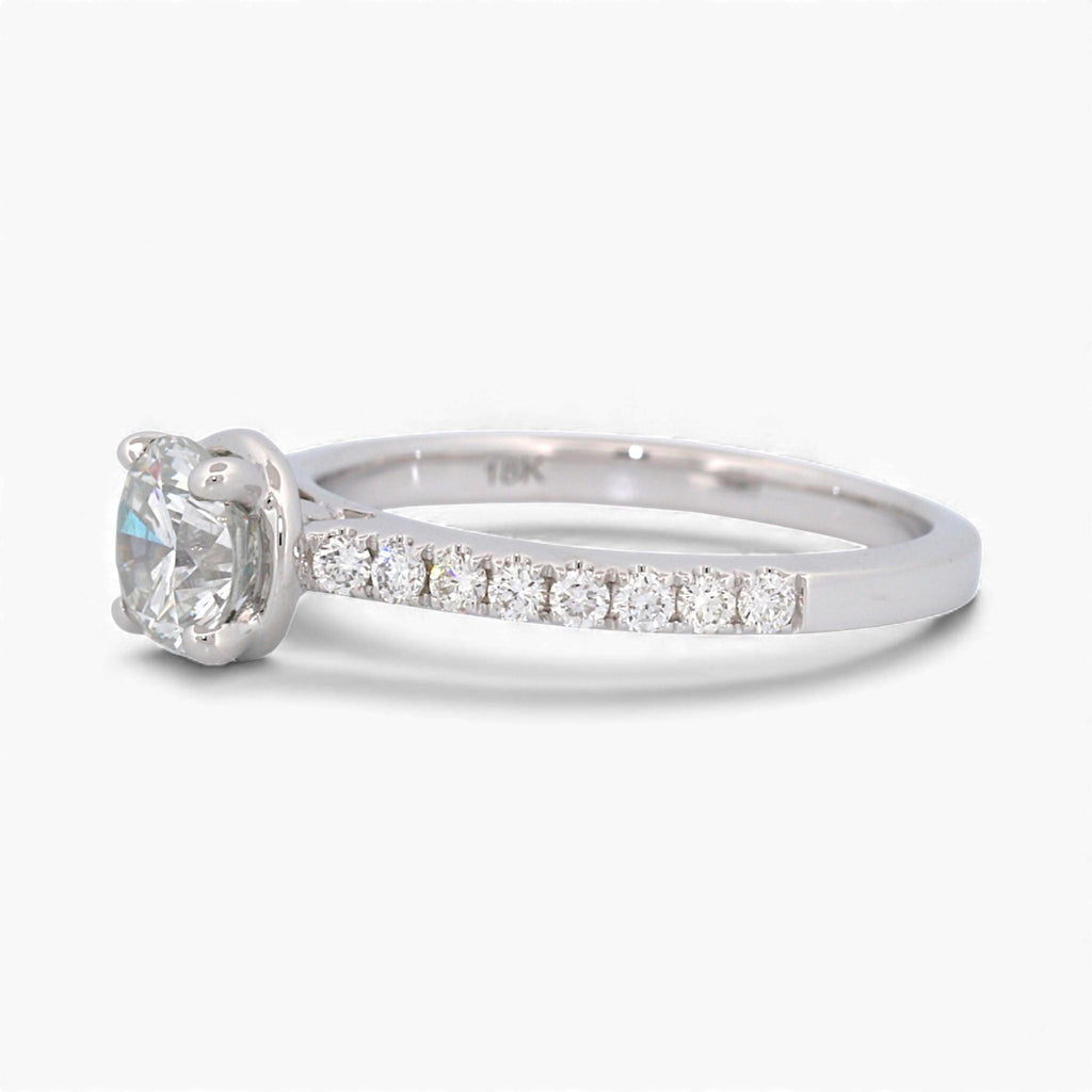 14k White Gold GIA 0.90ct F/SI1 Diamond Solitaire Engagement Ring 1.15ct