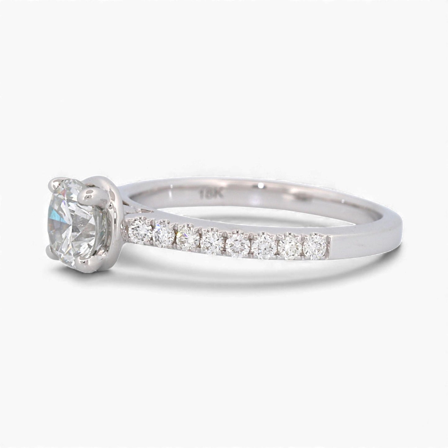 14k White Gold GIA 0.90ct F/SI1 Diamond Solitaire Engagement Ring 1.15ct