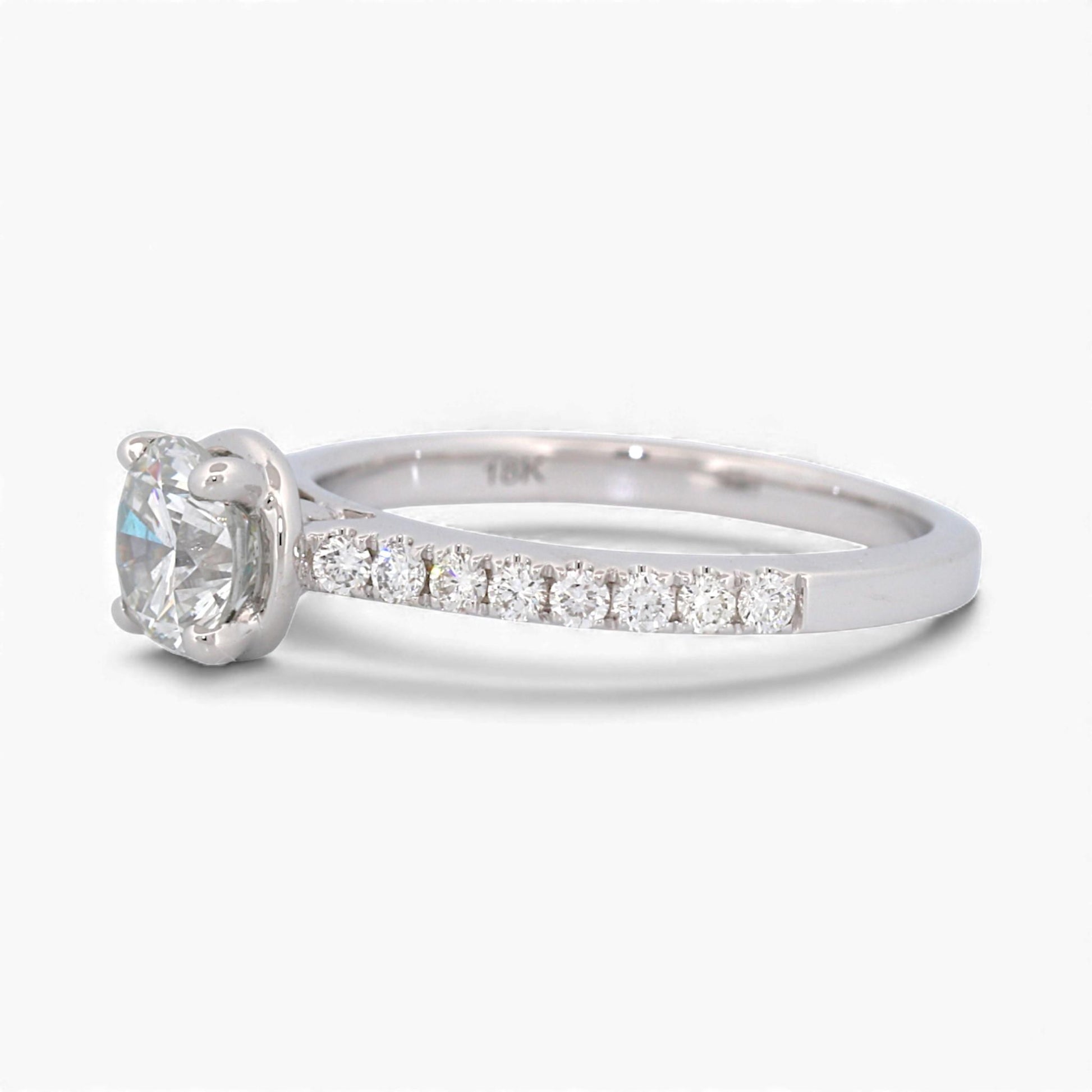 14k White Gold GIA 0.90ct F/SI1 Diamond Solitaire Engagement Ring 1.15ct