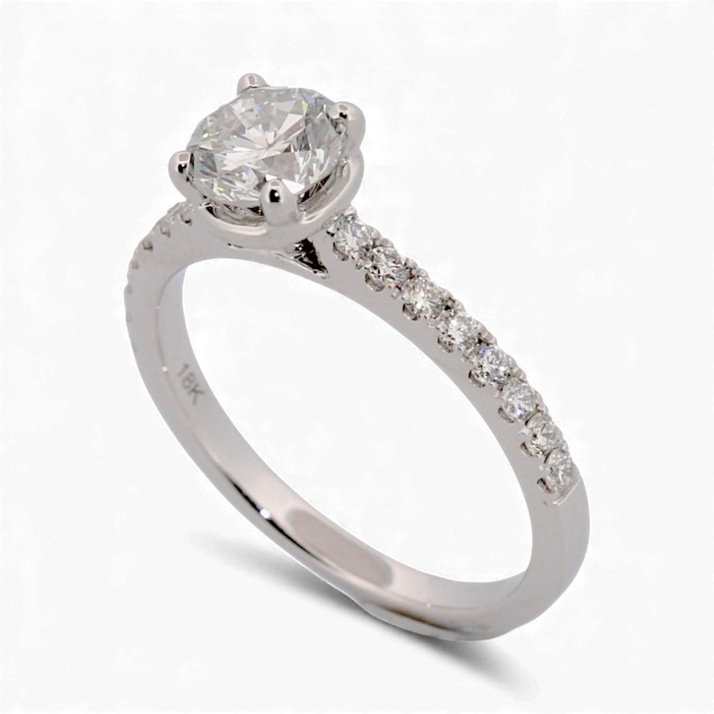 14k White Gold GIA 0.90ct F/SI1 Diamond Solitaire Engagement Ring 1.15ct