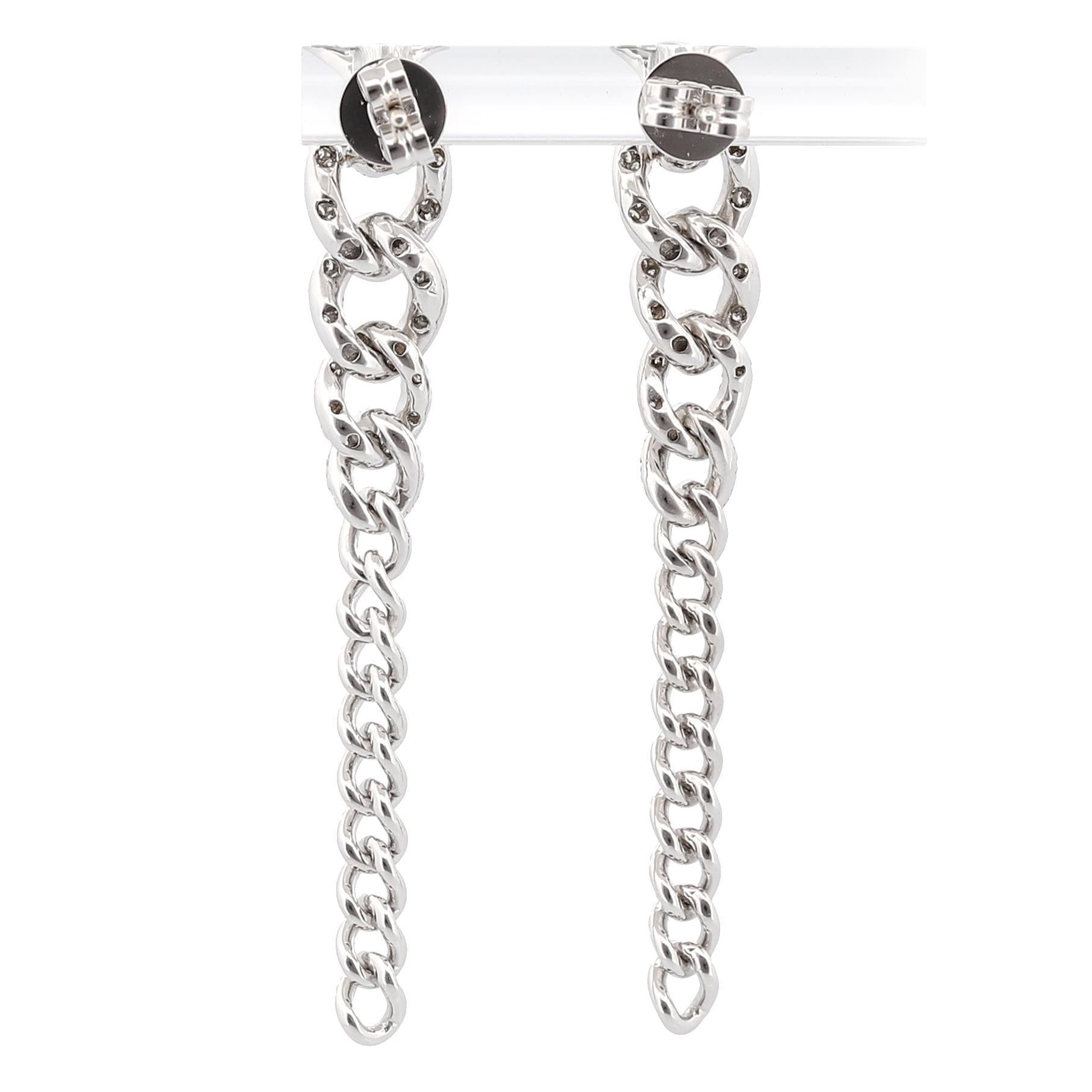 Shay 18K White Gold Curb Link Drop Diamond 2-in-1 Drop Earrings 1.00ctw