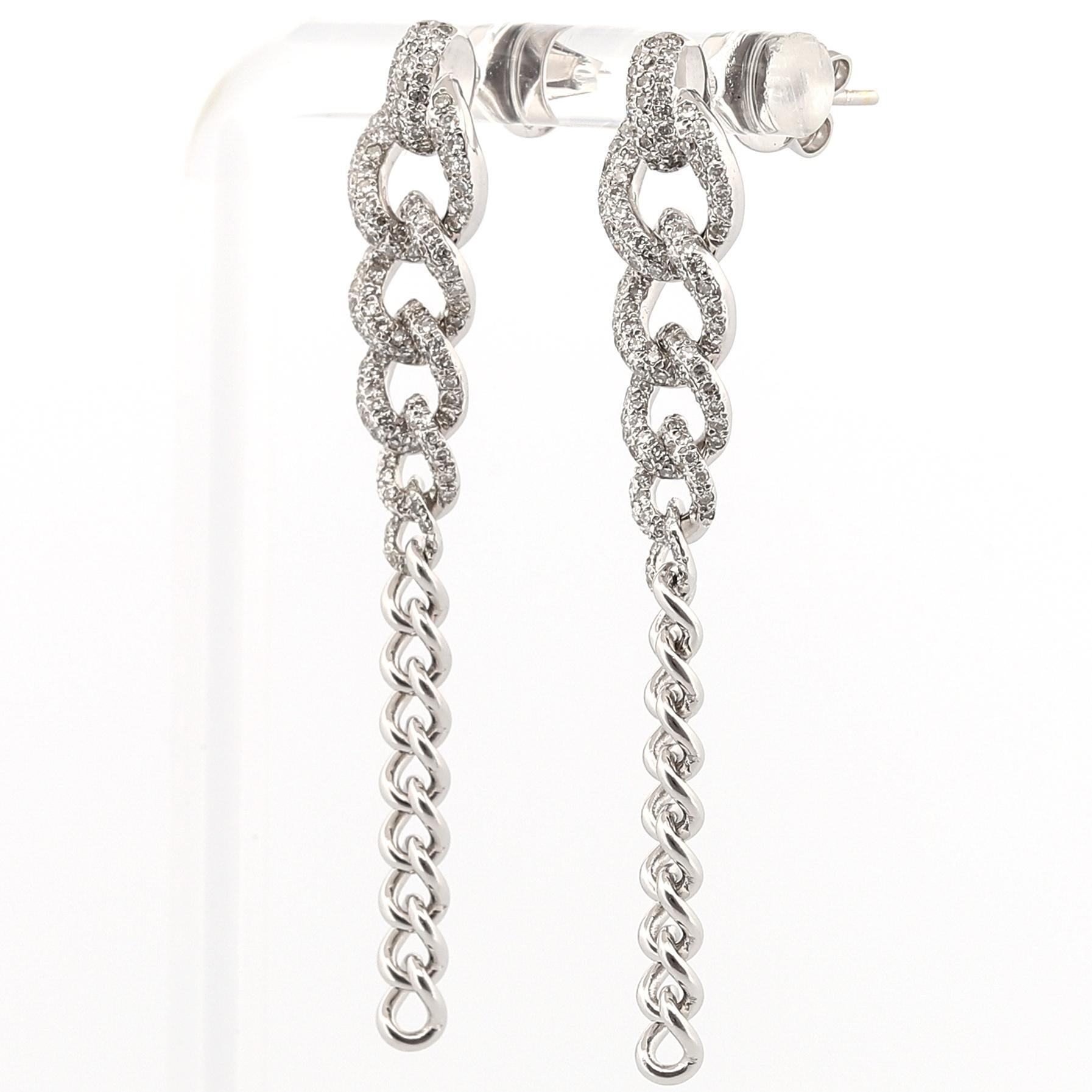 Shay 18K White Gold Curb Link Drop Diamond 2-in-1 Drop Earrings 1.00ctw