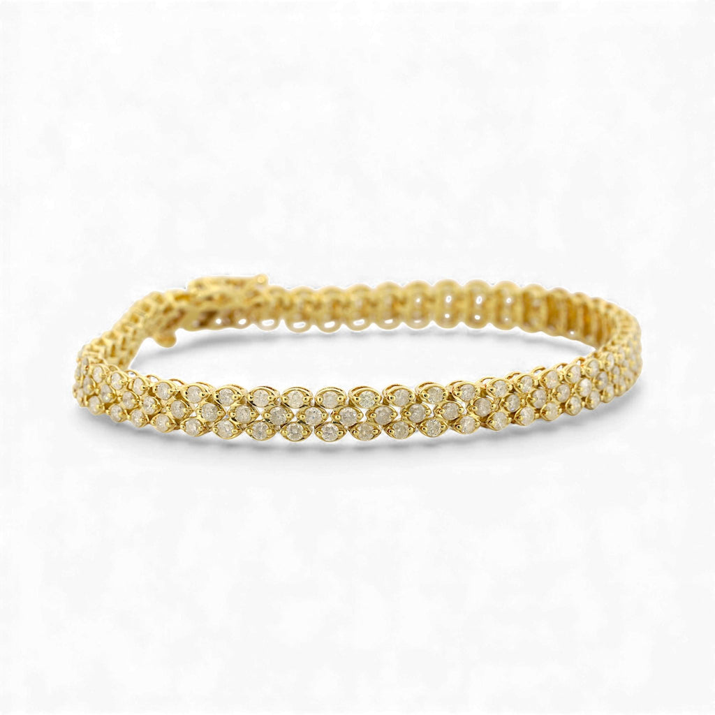 Three-Row Diamond Link Bracelet in 14k Yellow Gold 2.75ct