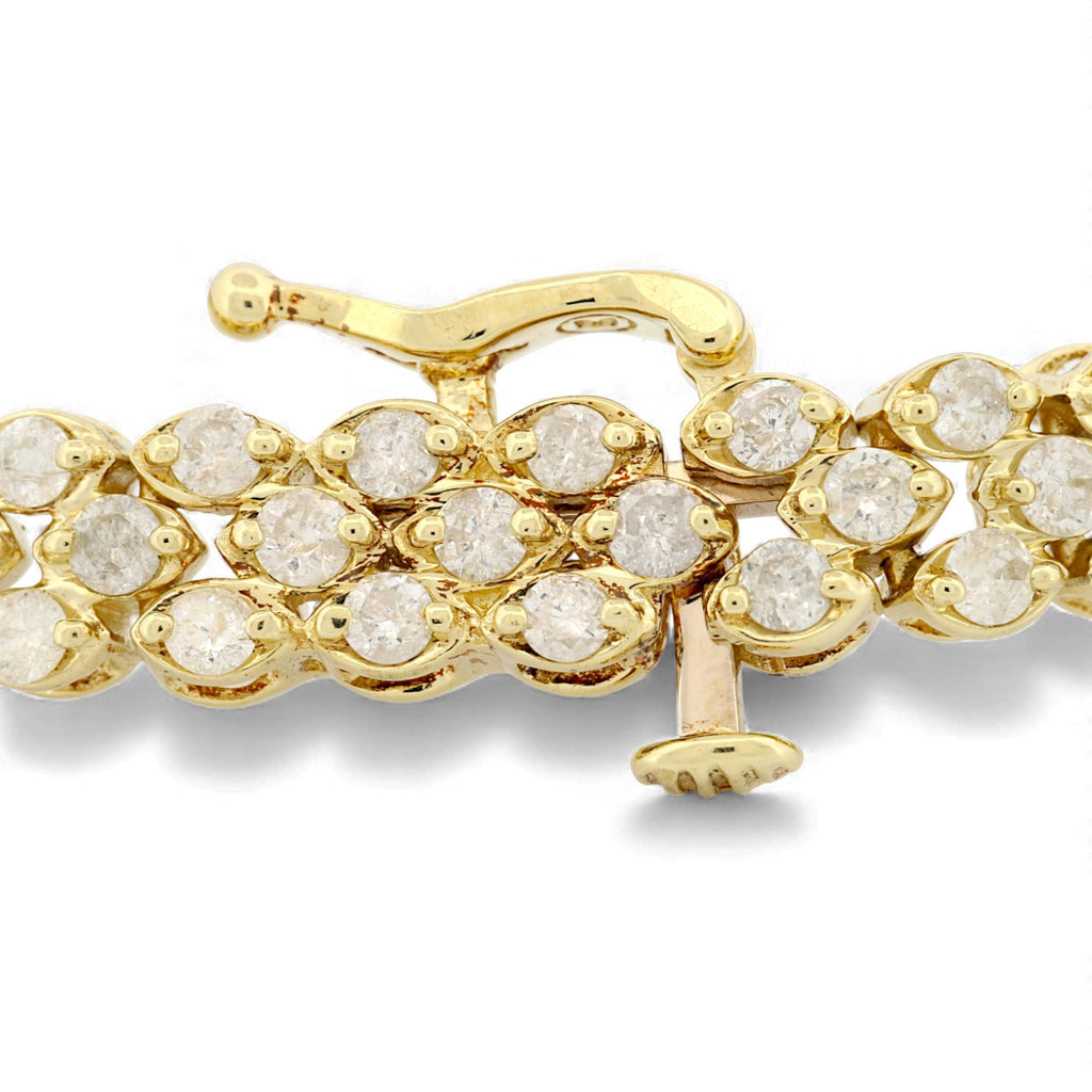 Three-Row Diamond Link Bracelet in 14k Yellow Gold 2.75ct
