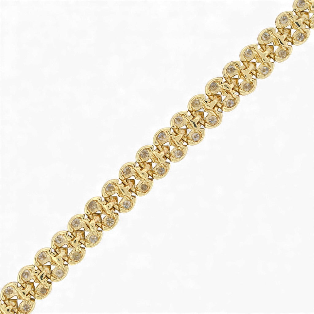 Three-Row Diamond Link Bracelet in 14k Yellow Gold 2.75ct